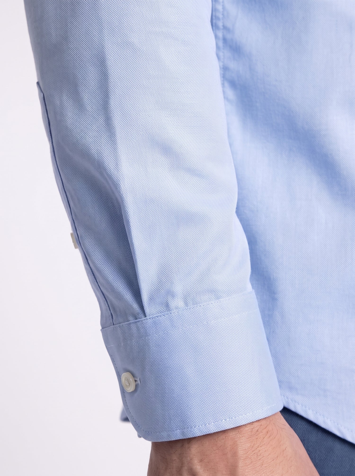 Camicia in cotone oxford collo francese vestibilità slim celeste