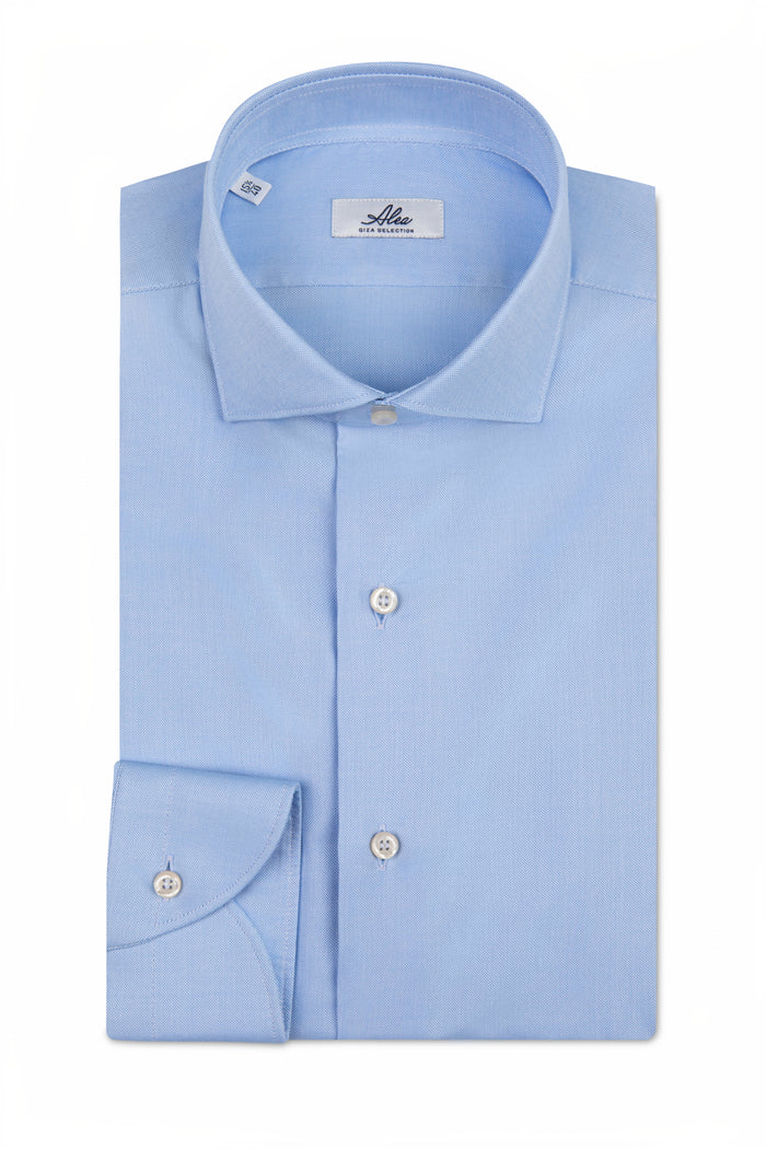 Camicia in cotone oxford collo francese vestibilità slim celeste