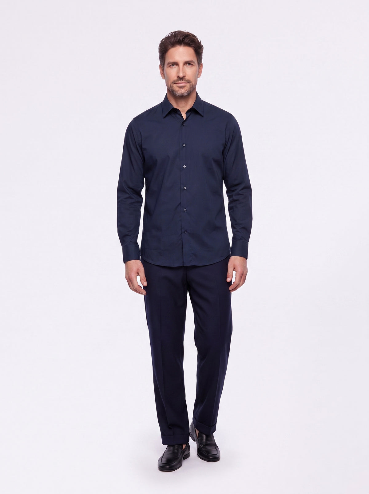 Camicia blu uomo elasticizzata
