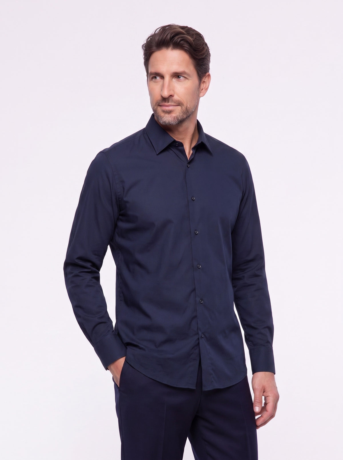Camicia blu uomo elasticizzata