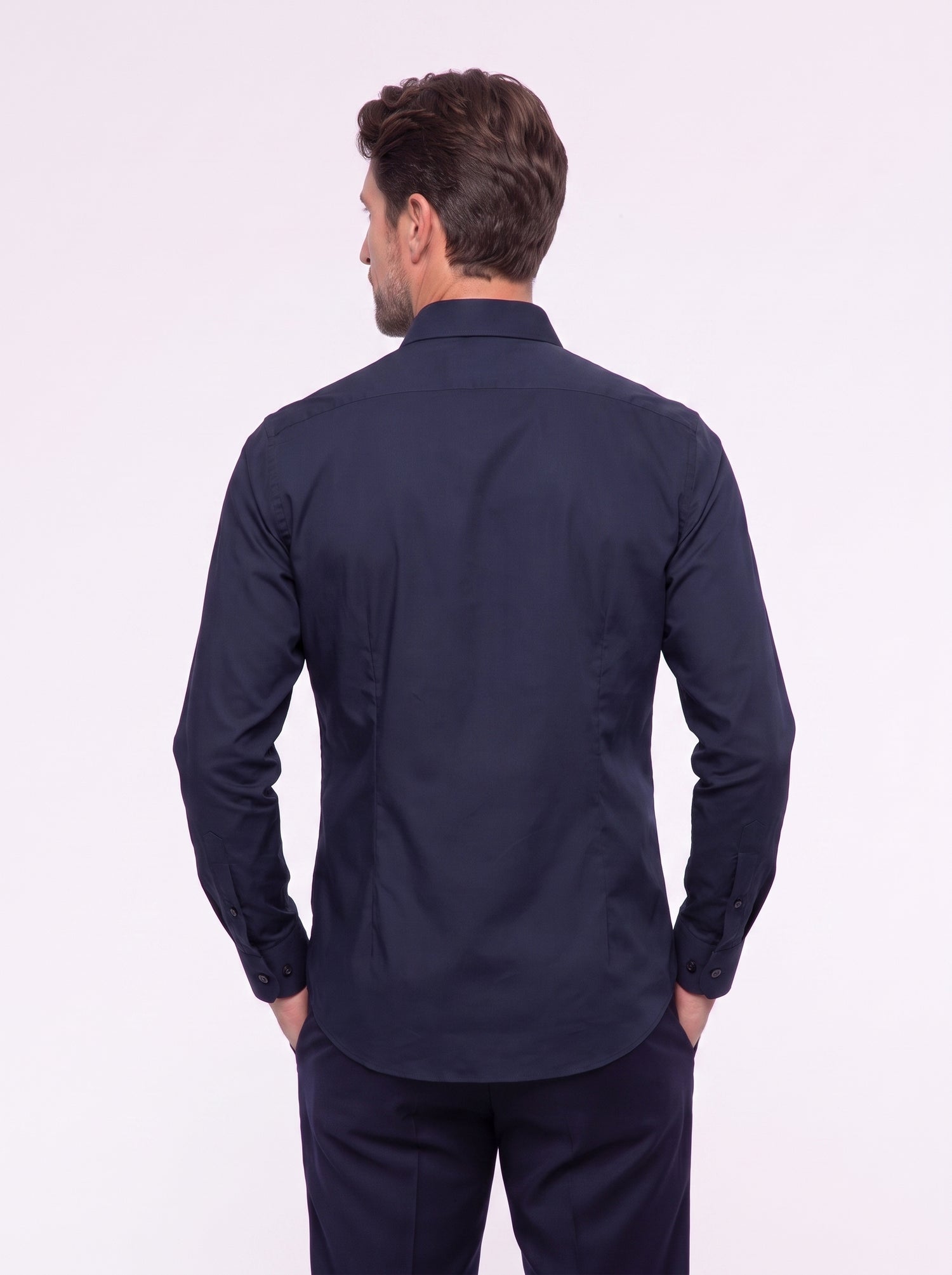 Camicia blu uomo elasticizzata
