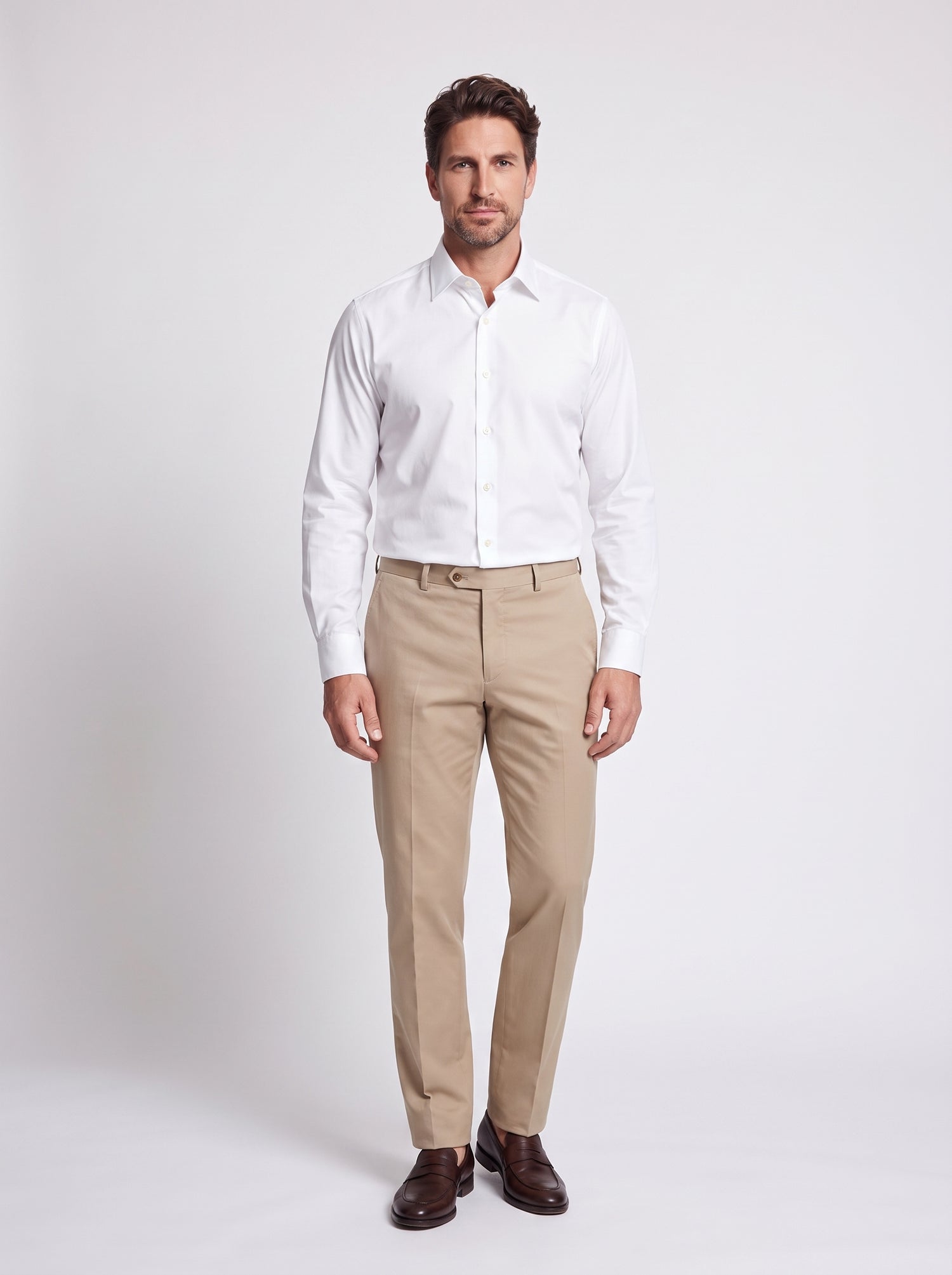 Camisa blanca elástica para hombre