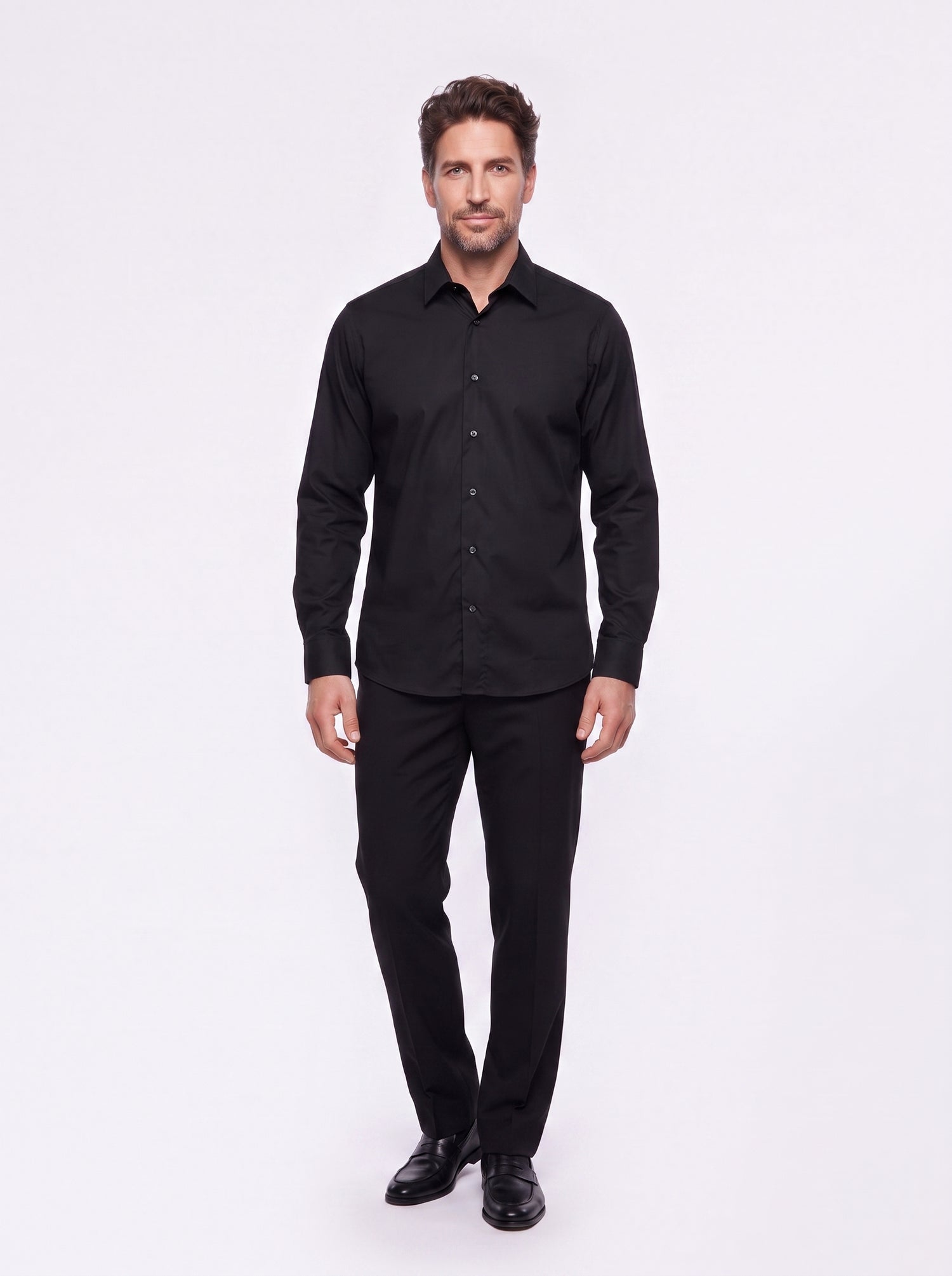 Camisa negra elástica de hombre