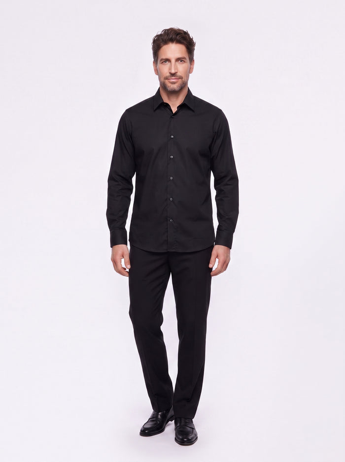 Camisa negra elástica de hombre