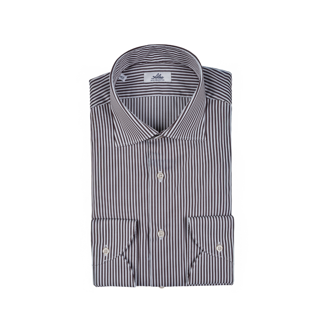 Camicia classica a righe marrone
