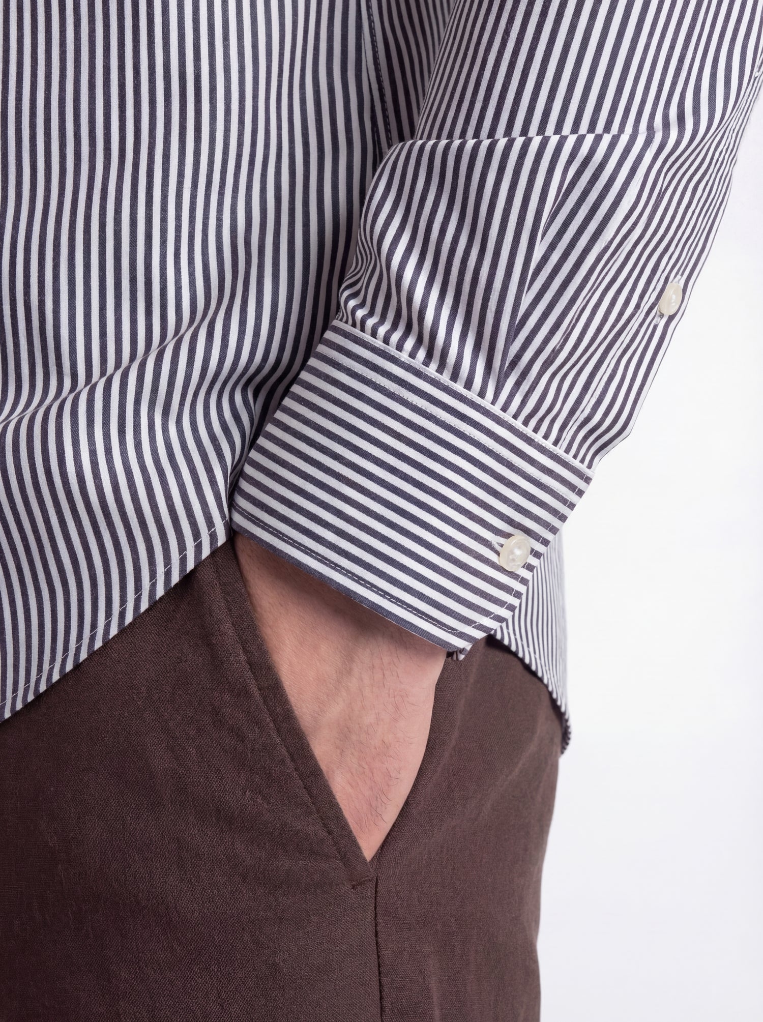 Camicia classica riga marrone