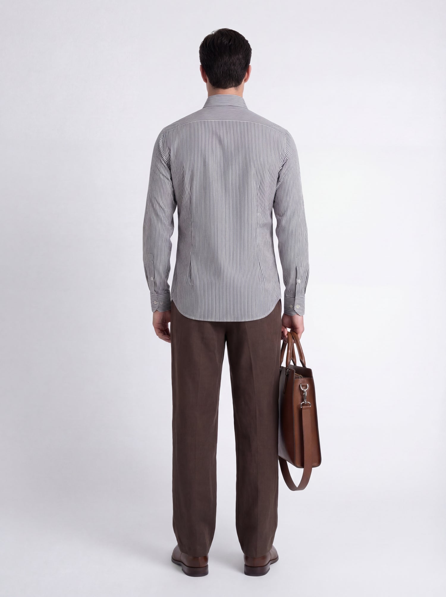 Camicia classica riga marrone