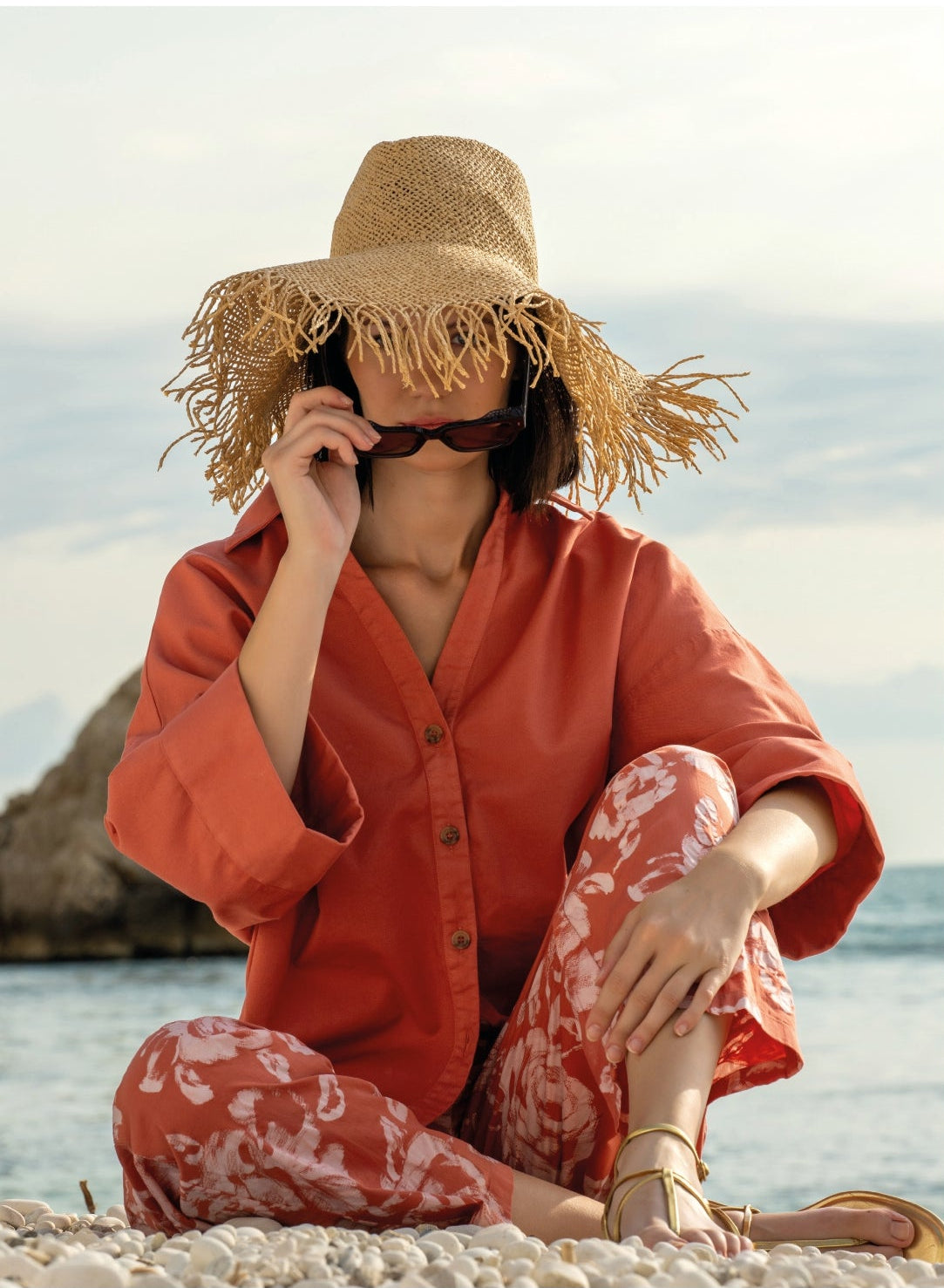 Camicia modello Kimono senza collo manica 3/4