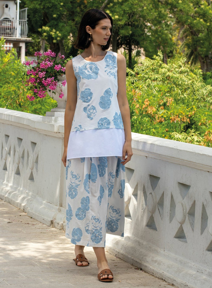 Gonna lunga floreale azzurra