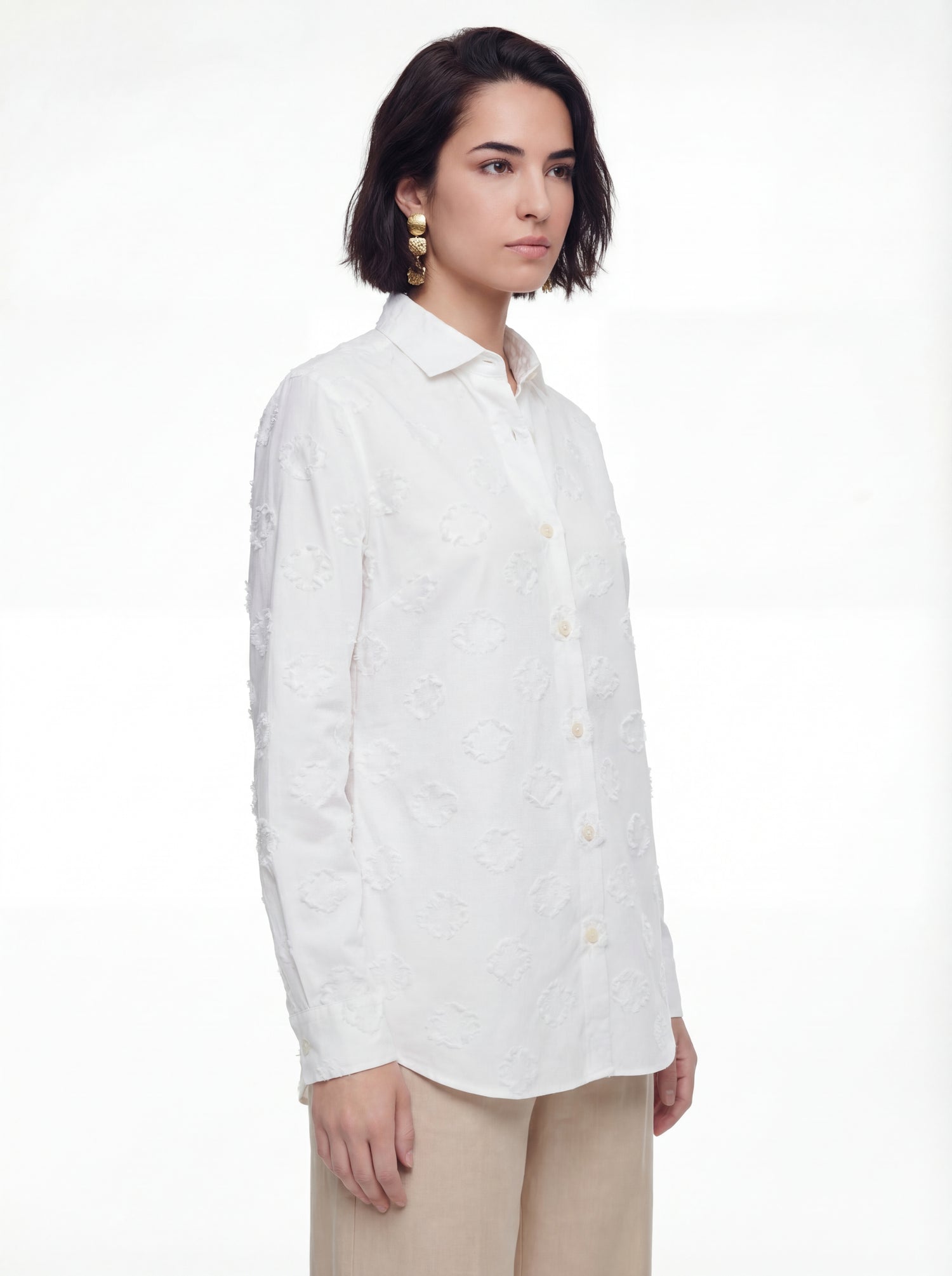 Camicia sottogiacca tessuto operato collo classico vestibilità regular