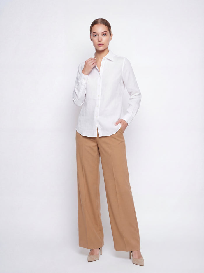 Camisa clásica para llevar bajo la chaqueta, de lino, corte regular