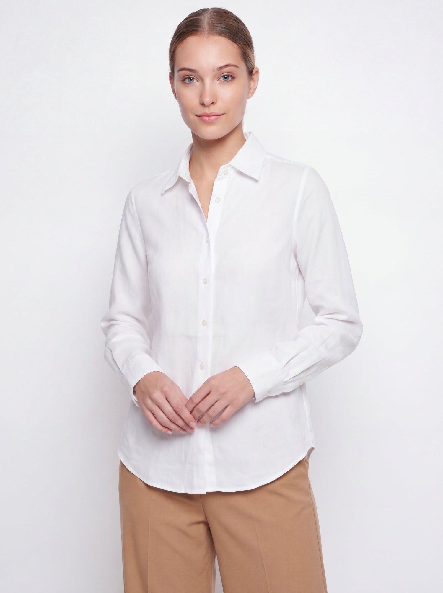 Camicia classica sottogiacca tessuto lino vestibilità regular