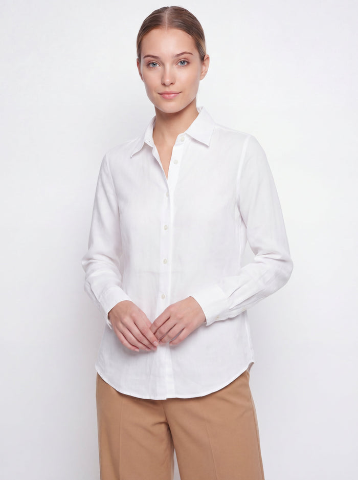 Camicia classica sottogiacca tessuto lino vestibilità regular