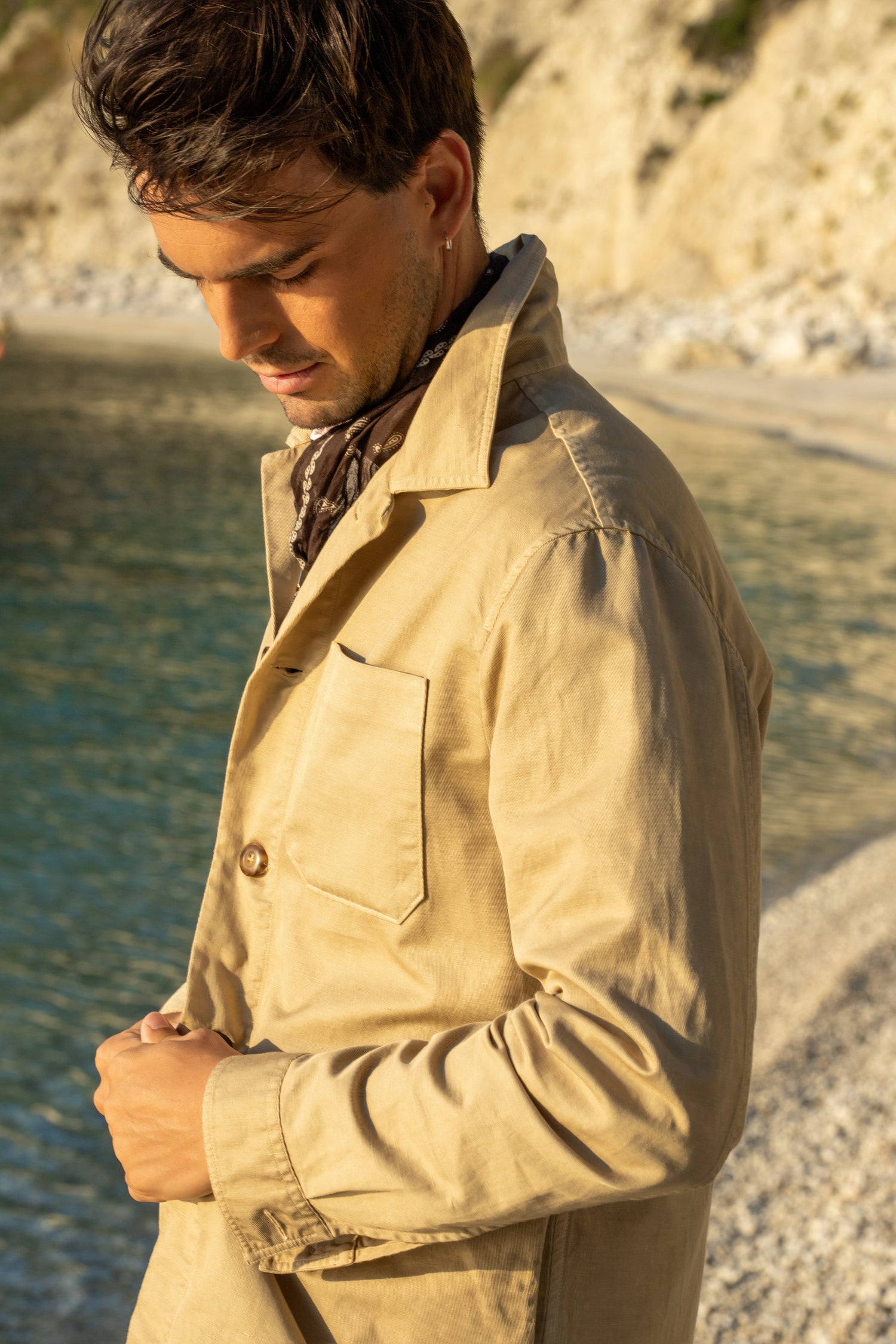 Overshirt lino e cotone tinto capo