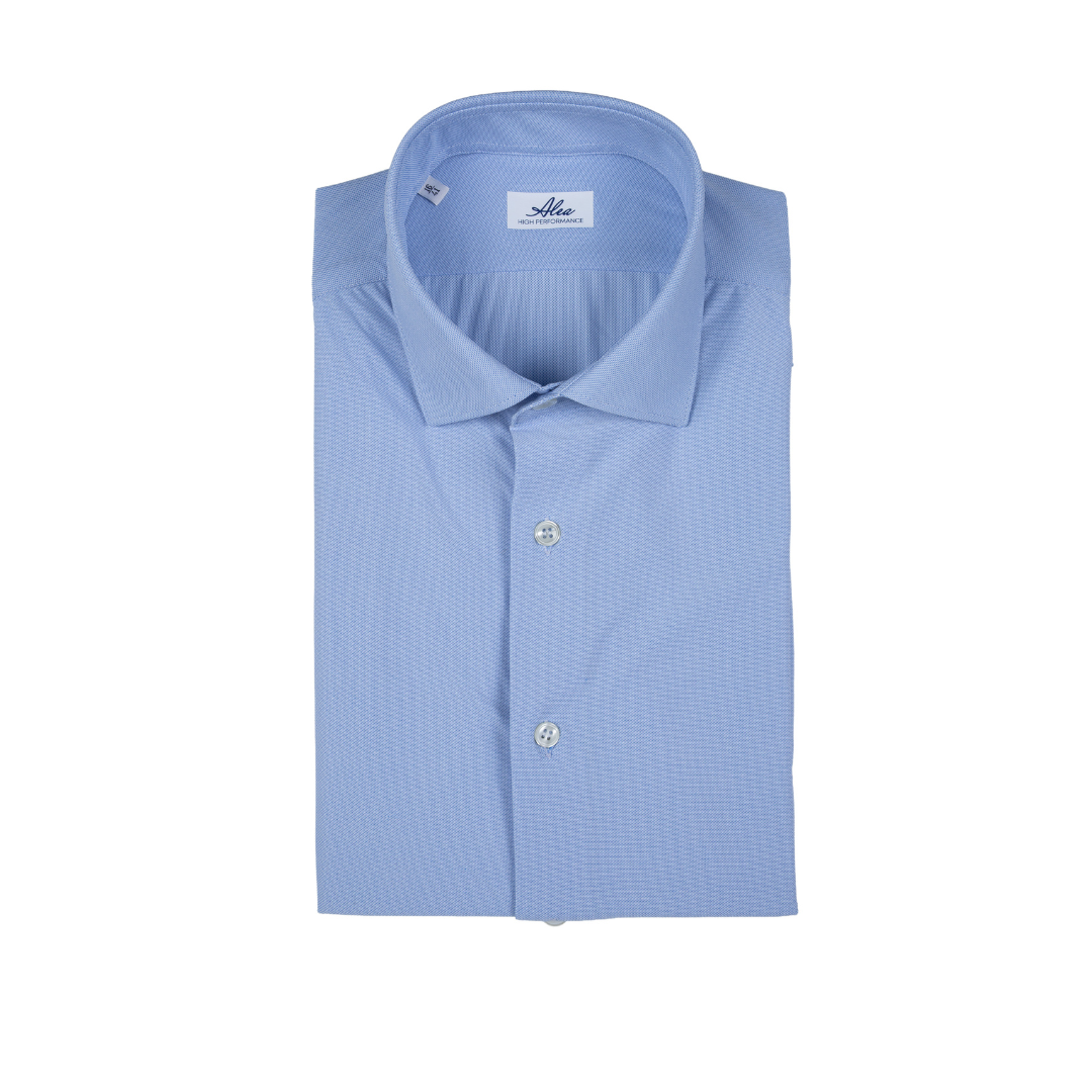 Camicia in tessuto tecnico no stiro azzurra