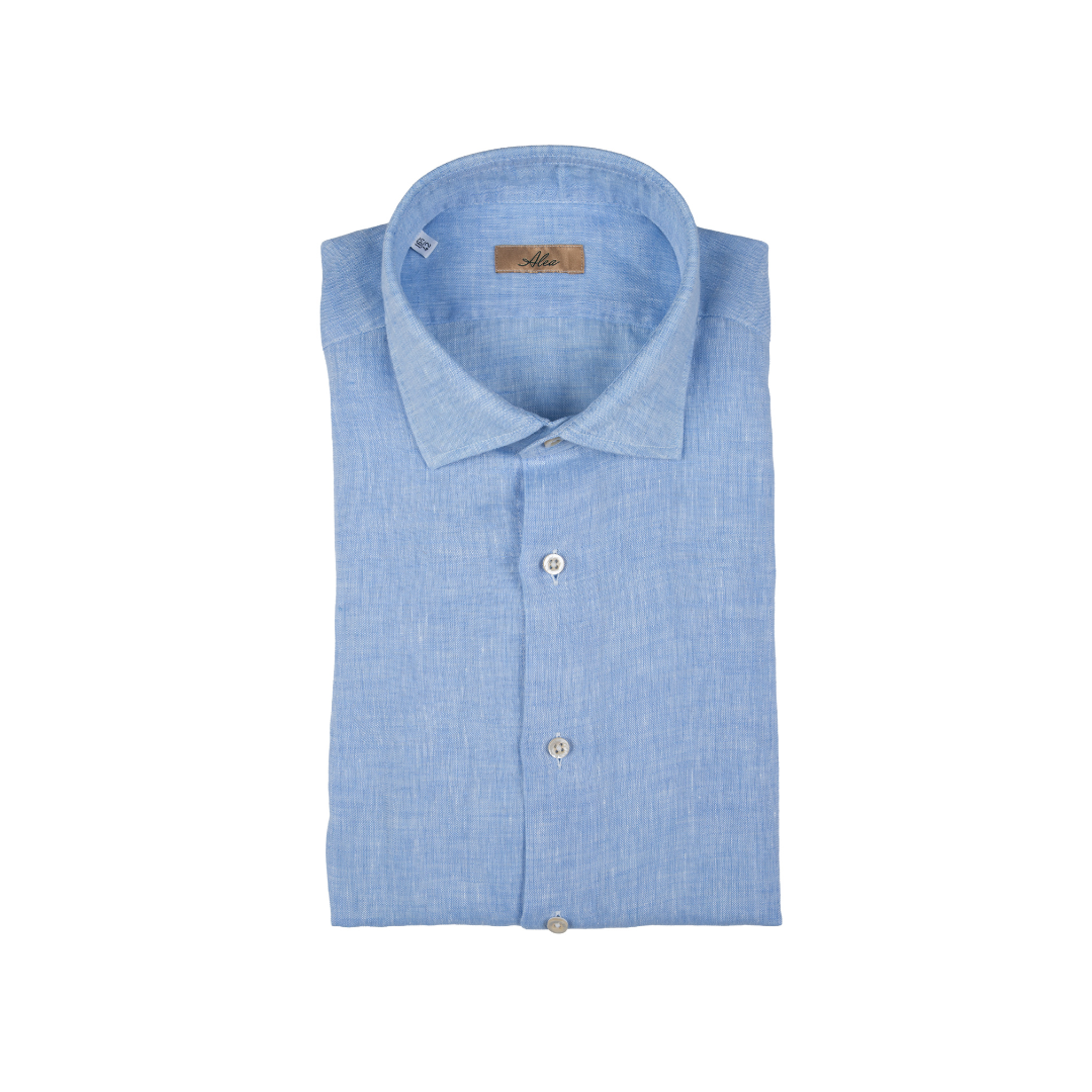 Camicia lino celeste washed