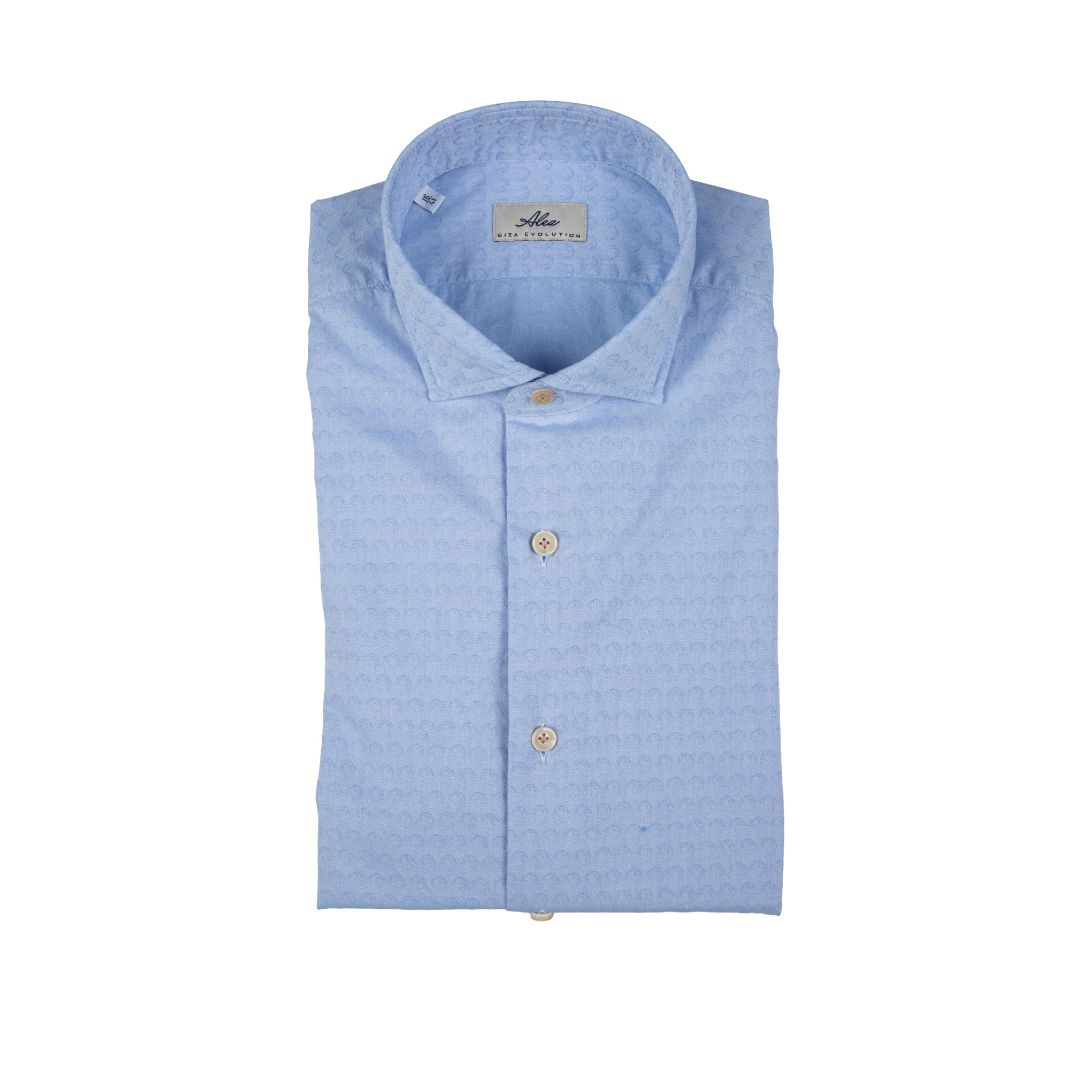 Camicia da uomo in cotone operato celeste