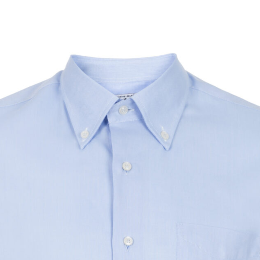 Camicia tinta unita azzurra con collo button-down
