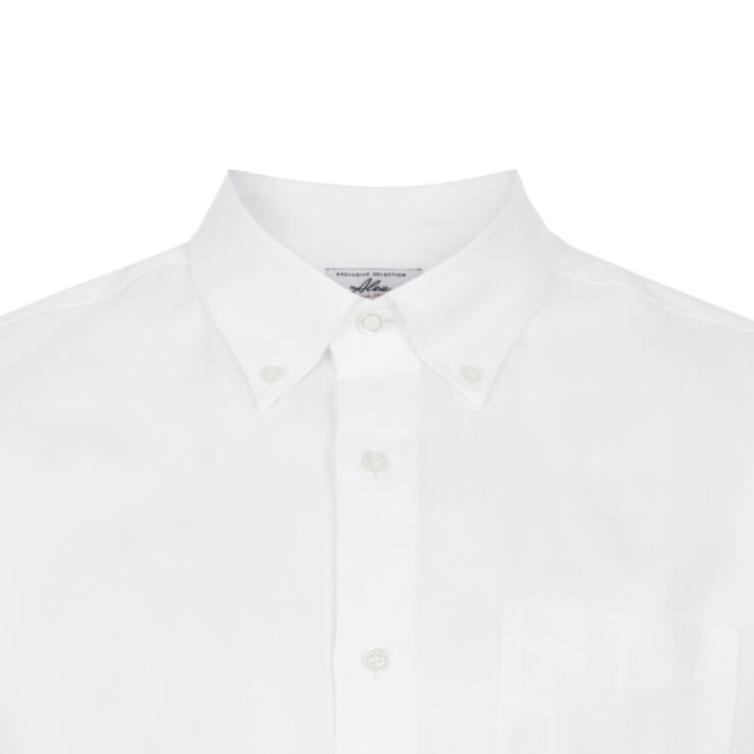 Camicia bianca tinta unita con collo button-down