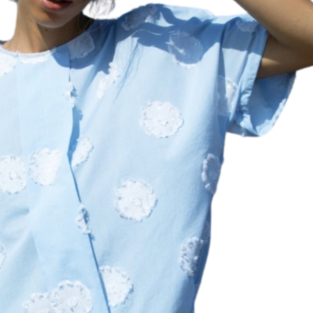 Women's collarless half-sleeved shirt
