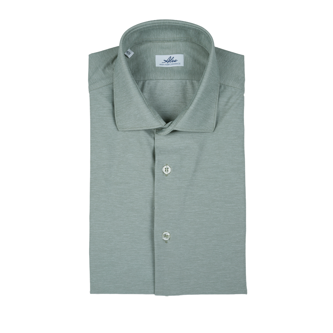 Camicia in tessuto tecnico no stiro beige melange