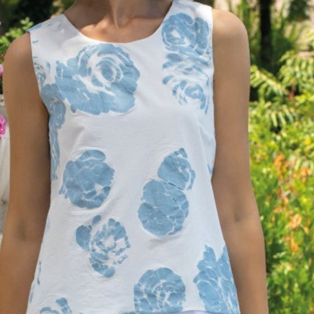 Blue floral print tank top