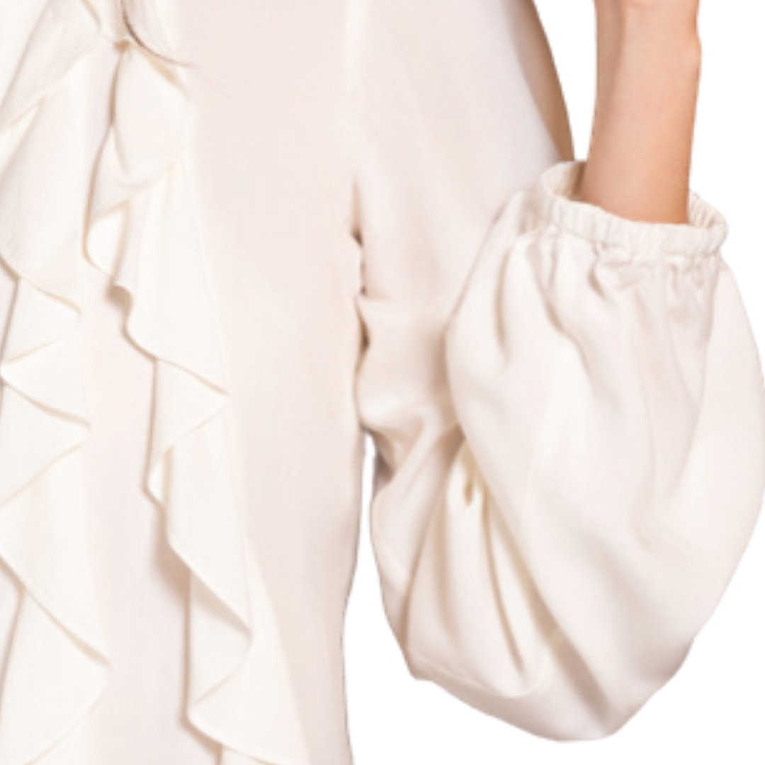 White women's shirt with ruffles