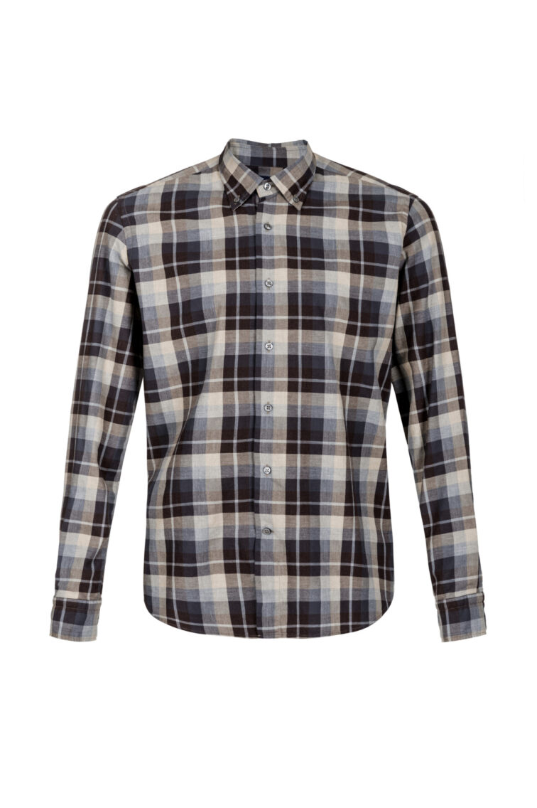 Plaid flannel shirt in shades of brown and beige - Alea Camicie Uomo